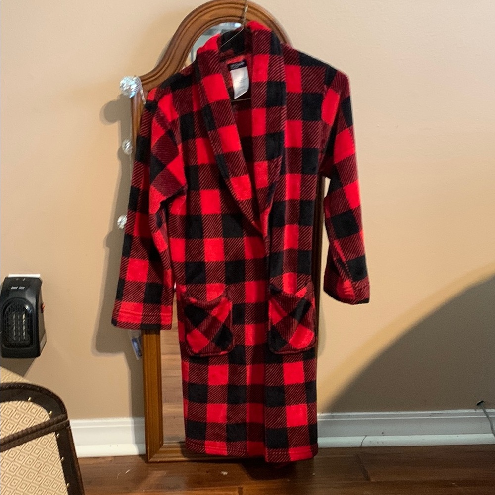Youth Red and Black Plaid Chill Chaser Fleece Robe
